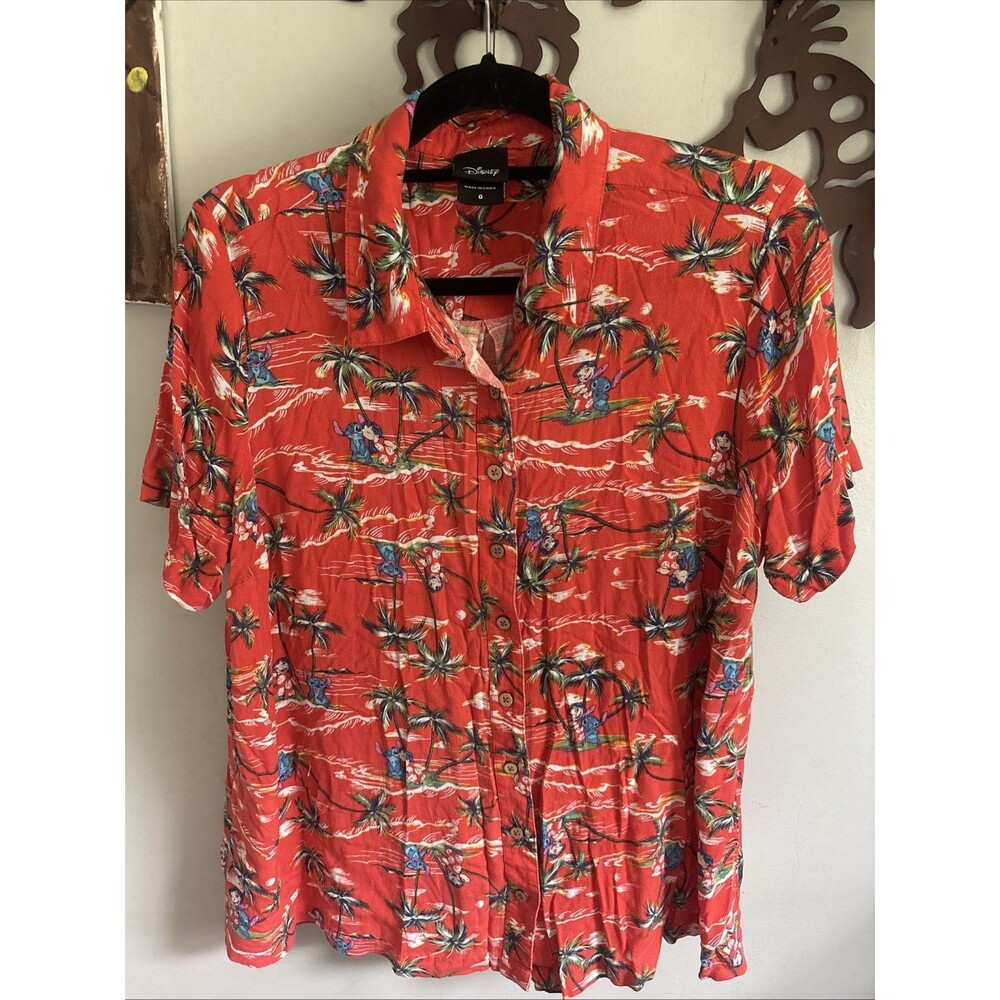 Disney Hawaiian Shirt Stitch And Leo Size 0/L